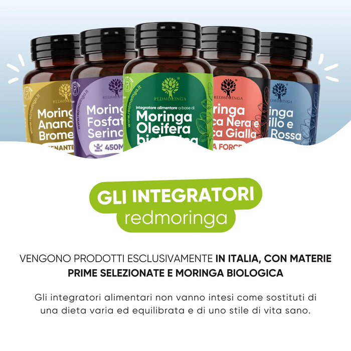 Complementos alimenticios RedMoringa producidos en Italia con Moringa ecológica