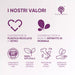 I valori RedMoringa in infografica: contenitori riciclati o vetro, estratto di Moringa, GMP, 100% naturale, made in Italy
