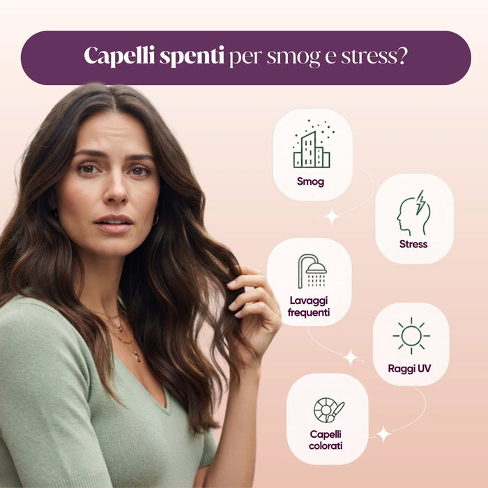 Dull hair from smog and stress: frequent washing, UV rays, coloured hair