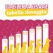 Tabella dosaggio di Oral Care Wellwoof: da mezzo misurino sotto i 5 kg a 6 misurini per cani oltre i 50 kg