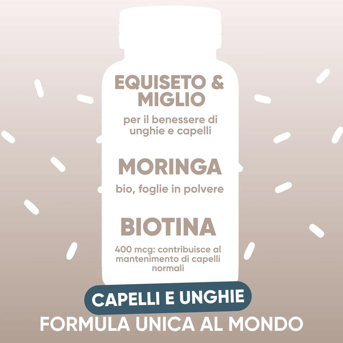 Horsetail, millet, organic Moringa and biotin 400 mcg