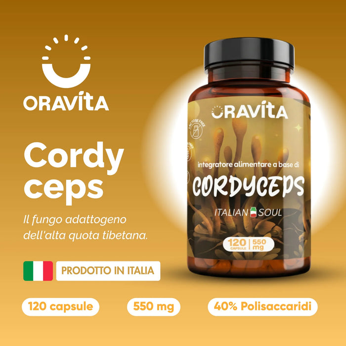 Cordyceps Oravita: el hongo adaptógeno de la alta montaña tibetana, 120 cápsulas de 550 mg producidas en Italia