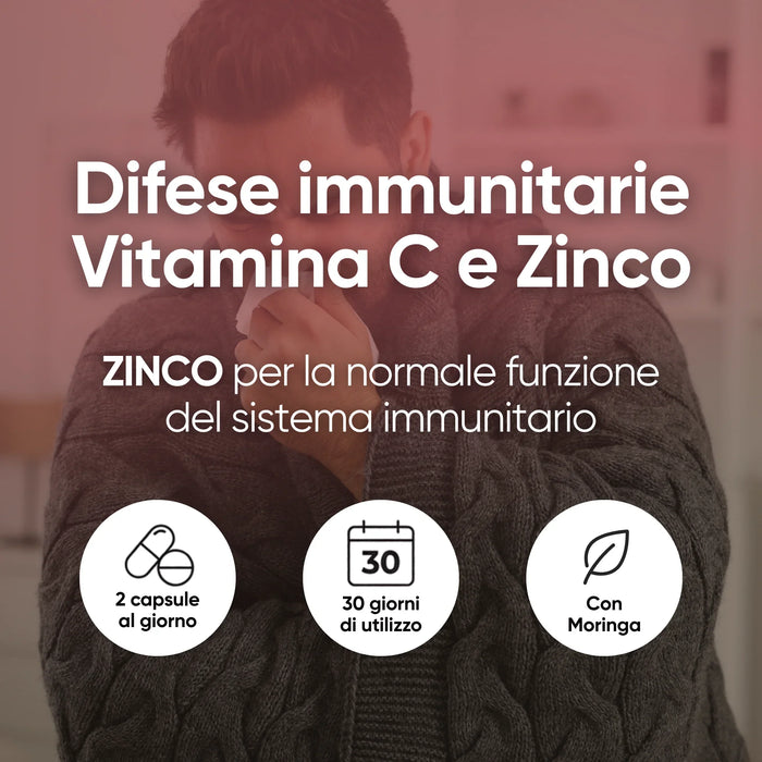 Vitamina C y Zinc: el zinc contribuye al funcionamiento normal del sistema inmunitario