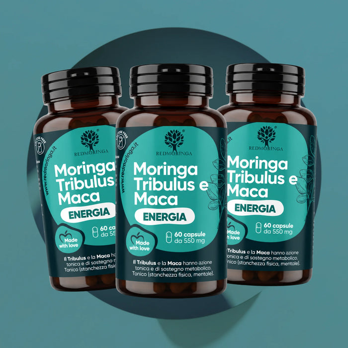 Three bottles of RedMoringa Moringa Tribulus and Maca, 60 capsules each: triple pack for 3 months