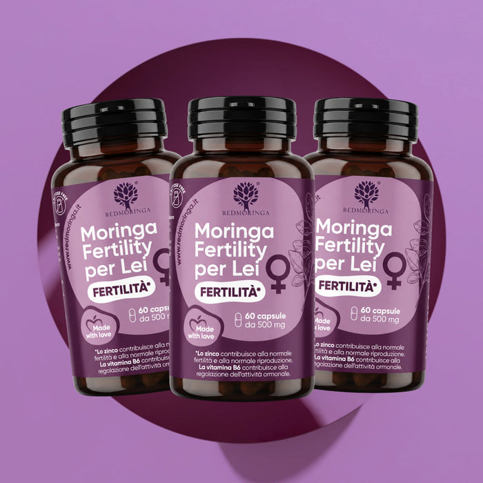 Tres frascos de Moringa Fertility para Ella RedMoringa, complemento fertilidad femenina, para 3 meses