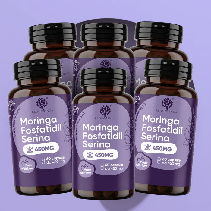 Six bottles of RedMoringa Moringa Phosphatidylserine 450 mg, phosphatidylserine supplement, 6-pack supply