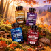 Oravita Funghi Kit nel bosco autunnale: Cordyceps, Lion's Mane, Reishi e Shiitake, mix di funghi medicinali da 120 capsule