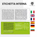 Etichetta interna delle capsule Moringa Oleifera biologica RedMoringa in 7 lingue, con modalità d'uso e valori nutrizionali