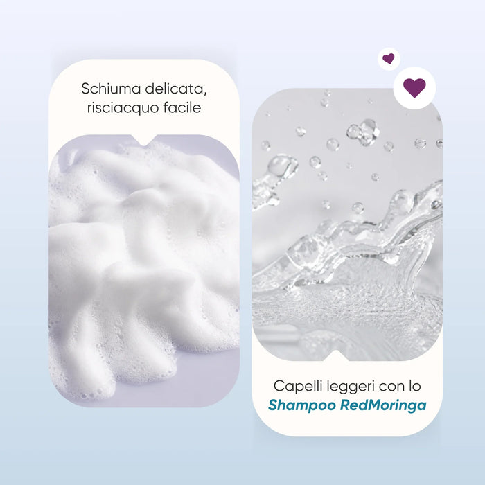 Gentle foam, rinses out easily: light hair with the RedMoringa Shampoo
