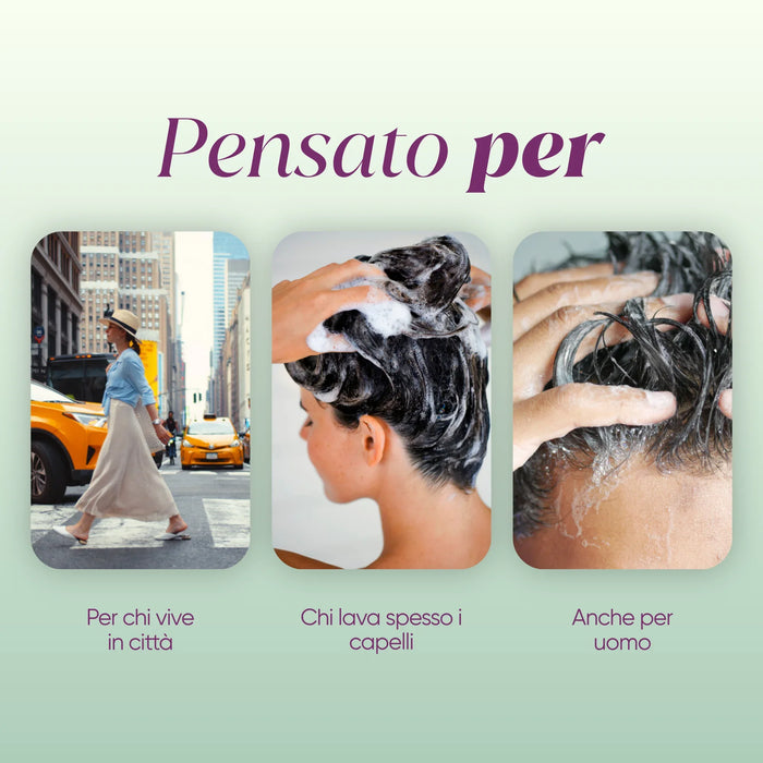 Champú pensado para quien vive en la ciudad, para quien se lava el pelo a menudo, también para hombre