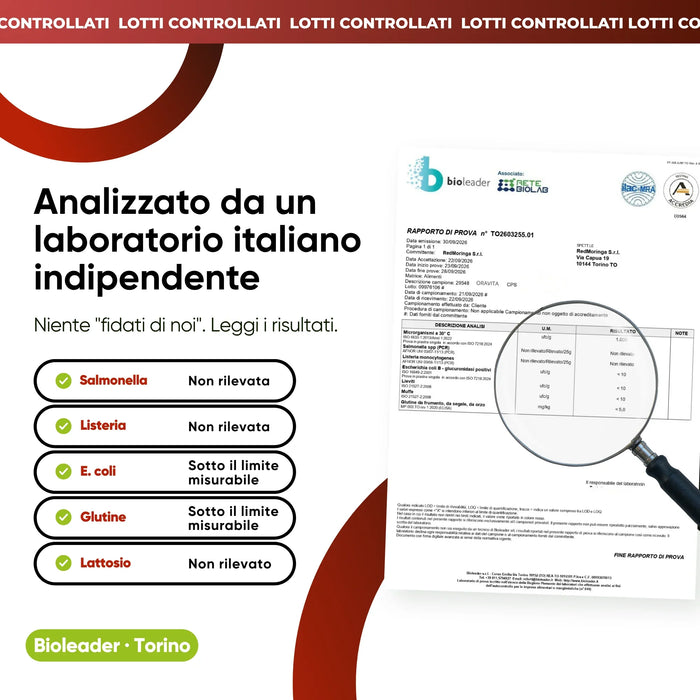 Shiitake Oravita analizado por un laboratorio italiano independiente