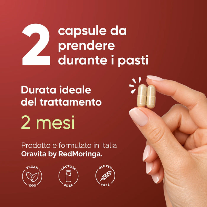 Shiitake Oravita: 2 cápsulas al día con las comidas, duración ideal 2 meses