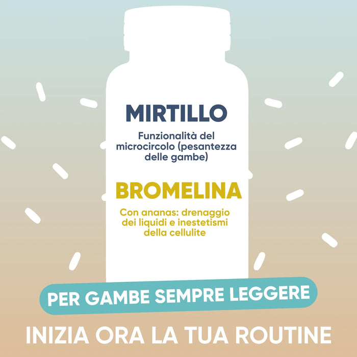 Mirtillo per la funzionalità del microcircolo e bromelina con ananas per il drenaggio dei liquidi