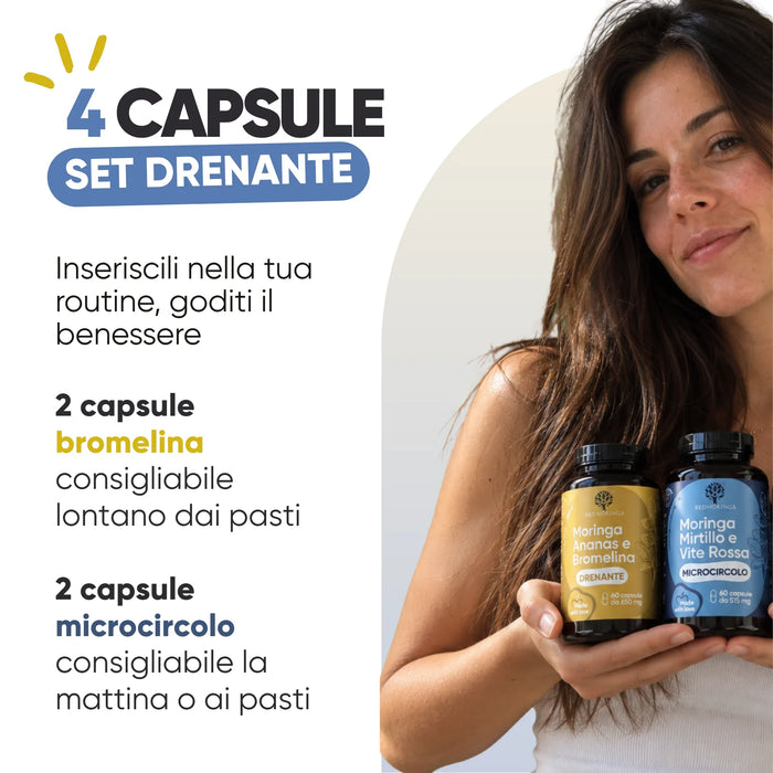 Cómo se usa: 2 cápsulas de bromelina y 2 de microcirculación al día