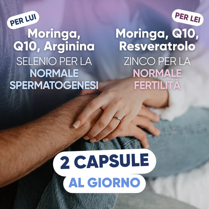 2 capsule al giorno: selenio per la normale spermatogenesi, zinco per la normale fertilità