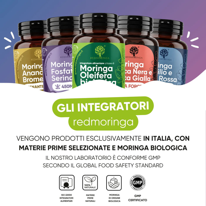 Integratori redmoringa prodotti in Italia con Moringa biologica