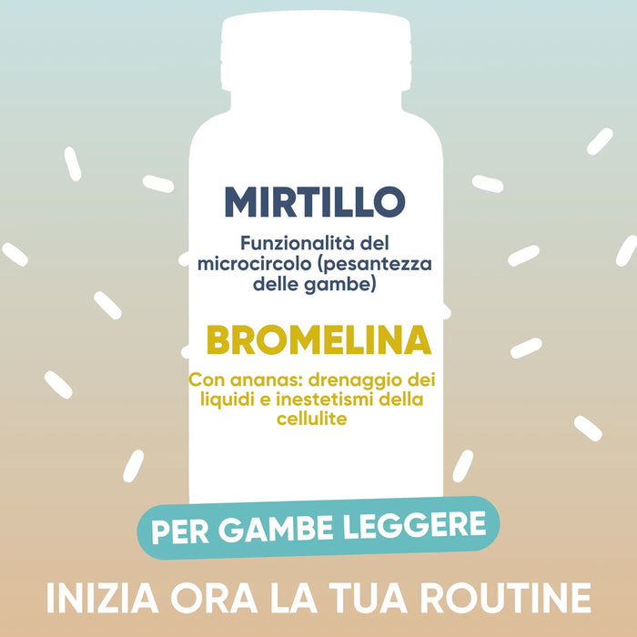 Mirtillo nero e bromelina con ananas per gambe leggere