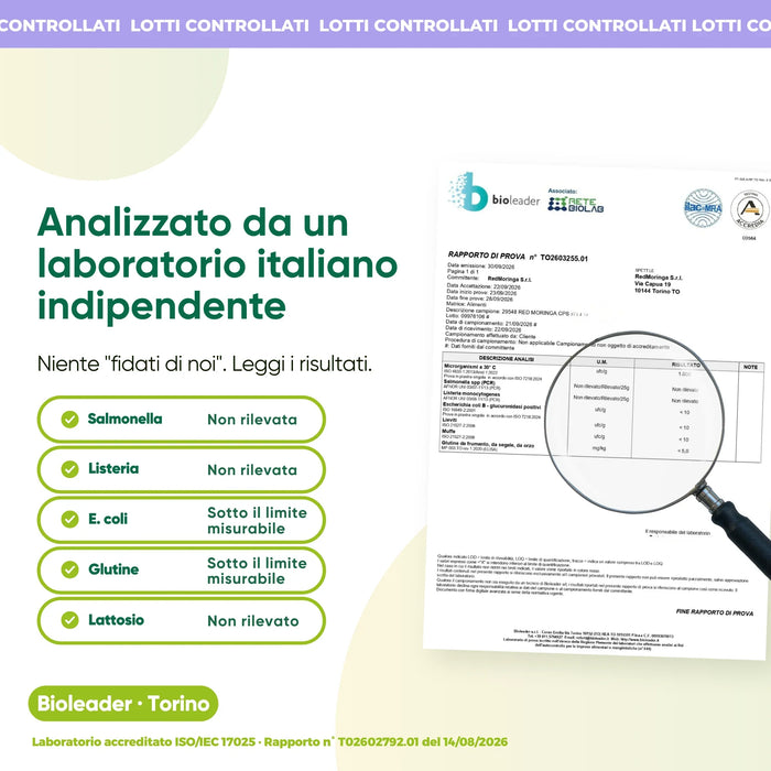 Moringa tested by an independent Italian lab