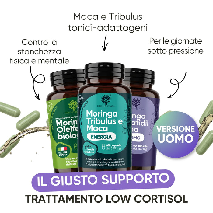 Low Cortisol set, men's version: Phosphatidylserine, Moringa, Maca and Tribulus
