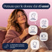 Donna sorridente sul divano con i cambiamenti dai 45 anni: umore, notti più calde, intimità, stanchezza; In&Out RedMoringa