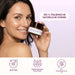 Smiling woman holding RedMoringa Moringa face cream: 100% Italian natural formula, anti-age, hydrating, anti-pollution